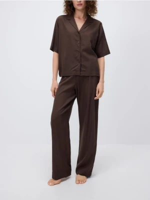Reserved - Dwuczęściowa piżama z dodatkiem lnu - jasny zielony