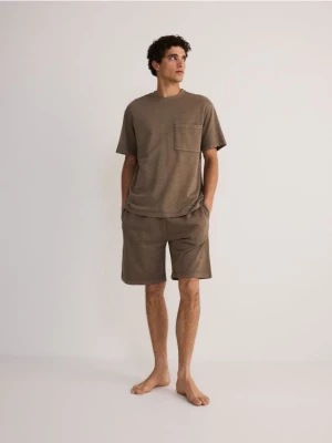 Reserved - Dwuczęściowa piżama z efektem sprania - beżowy