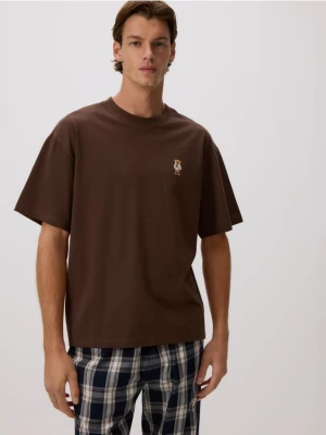 Reserved - Dwuczęściowa piżama z haftem - brązowy