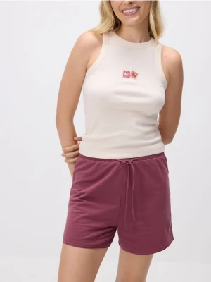 Reserved - Dwuczęściowa piżama z haftem - ciemnofioletowy