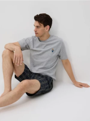 Reserved - Dwuczęściowa piżama z haftem - ciemnoszary