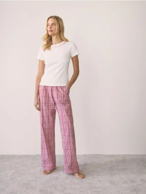 Reserved - Dwuczęściowa piżama z haftem - czerwony