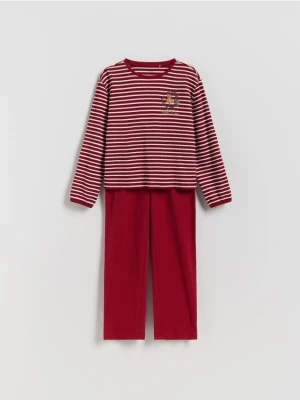 Reserved - Dwuczęściowa piżama z haftem - czerwony