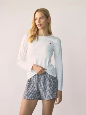 Reserved - Dwuczęściowa piżama z haftem - granatowy