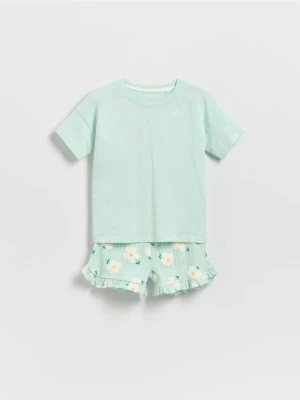 Reserved - Dwuczęściowa piżama z haftem - jasnozielony