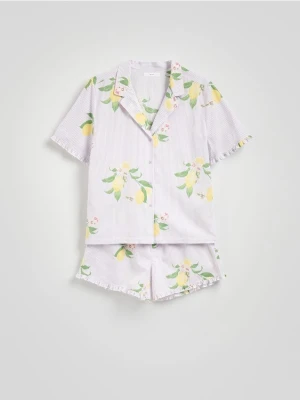 Reserved - Dwuczęściowa piżama z kołnierzykiem - różowy