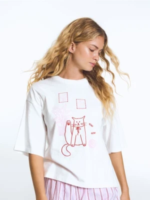 Reserved - Dwuczęściowa piżama z kotem - różowy