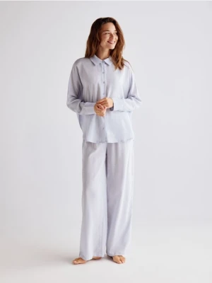Reserved - Dwuczęściowa piżama z lnem - jasnoniebieski