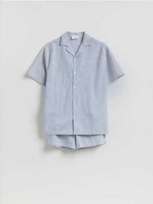 Reserved - Dwuczęściowa piżama z lnem - jasnoniebieski