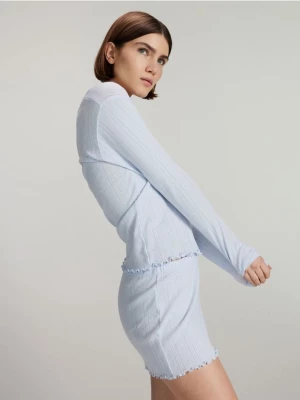 Reserved - Dwuczęściowa piżama z mereżką - jasnoniebieski
