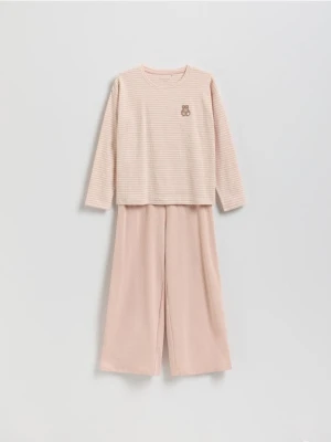 Reserved - Dwuczęściowa piżama z misiem - brudny róż