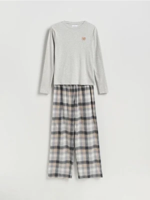 Reserved - Dwuczęściowa piżama z misiem - jasnoszary