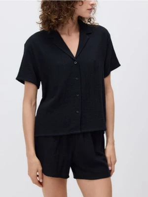 Reserved - Dwuczęściowa piżama z muślinu - czarny