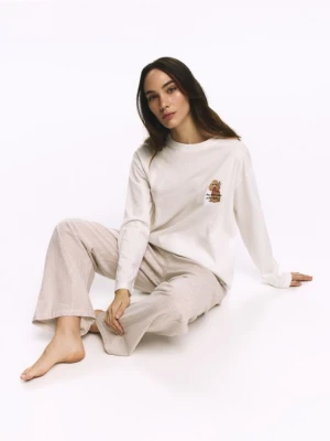 Reserved - Dwuczęściowa piżama z nadrukiem - beżowy