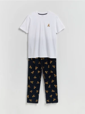 Reserved - Dwuczęściowa piżama z nadrukiem - biały