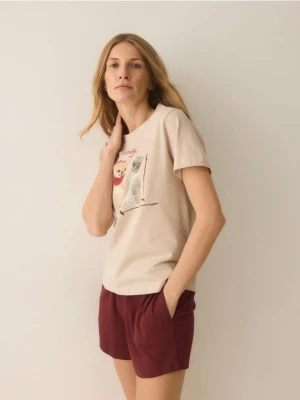 Reserved - Dwuczęściowa piżama z nadrukiem - bordowy