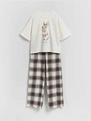 Reserved - Dwuczęściowa piżama z nadrukiem - brązowy