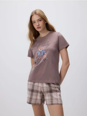 Reserved - Dwuczęściowa piżama z nadrukiem - brązowy