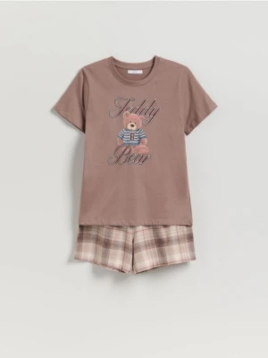 Reserved - Dwuczęściowa piżama z nadrukiem - brązowy