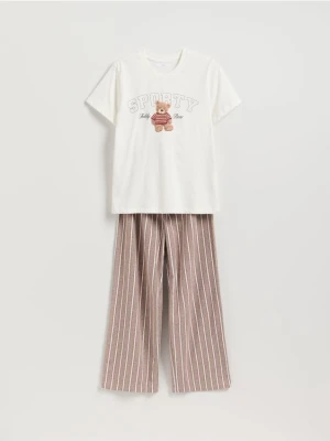Reserved - Dwuczęściowa piżama z nadrukiem - brązowy