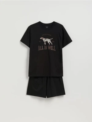 Reserved - Dwuczęściowa piżama z nadrukiem - czarny