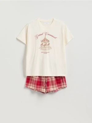 Reserved - Dwuczęściowa piżama z nadrukiem - czerwony