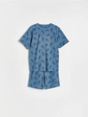 Reserved - Dwuczęściowa piżama z nadrukiem - granatowy
