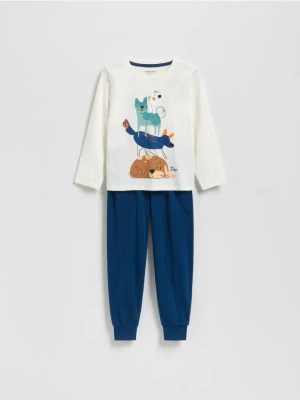 Reserved - Dwuczęściowa piżama z nadrukiem - granatowy