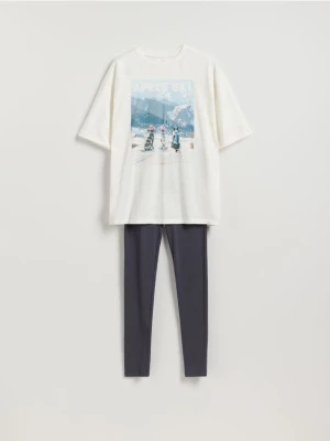 Reserved - Dwuczęściowa piżama z nadrukiem - granatowy
