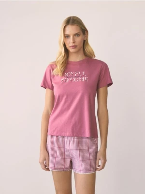 Reserved - Dwuczęściowa piżama z nadrukiem - jasnofioletowy