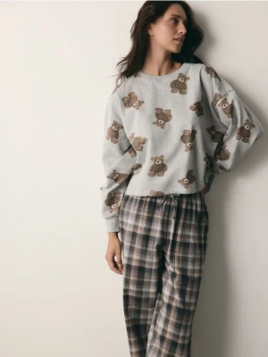 Reserved - Dwuczęściowa piżama z nadrukiem - jasnoszary