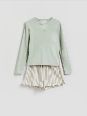 Reserved - Dwuczęściowa piżama z nadrukiem - jasnozielony