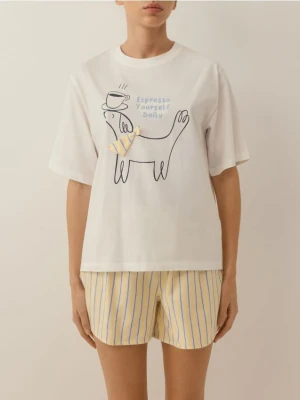 Reserved - Dwuczęściowa piżama z nadrukiem - jasnożółty