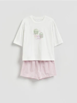 Reserved - Dwuczęściowa piżama z nadrukiem - lawendowy