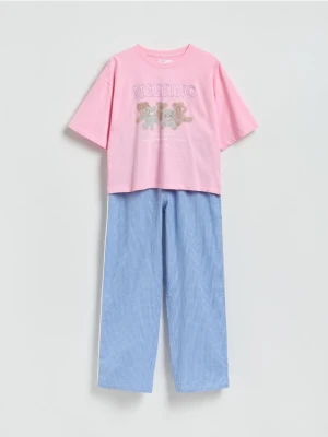 Reserved - Dwuczęściowa piżama z nadrukiem - niebieski