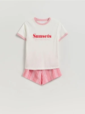 Reserved - Dwuczęściowa piżama z nadrukiem - różowy