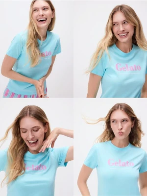 Reserved - Dwuczęściowa piżama z nadrukiem - turkusowy