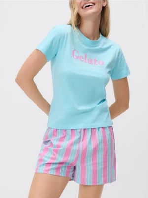 Reserved - Dwuczęściowa piżama z nadrukiem - turkusowy