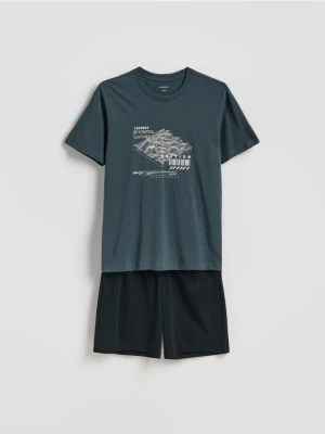 Reserved - Dwuczęściowa piżama z nadrukiem - zielony