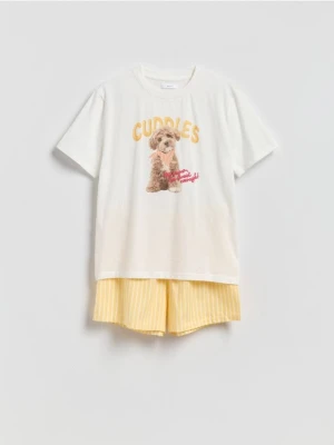 Reserved - Dwuczęściowa piżama z nadrukiem - żółty