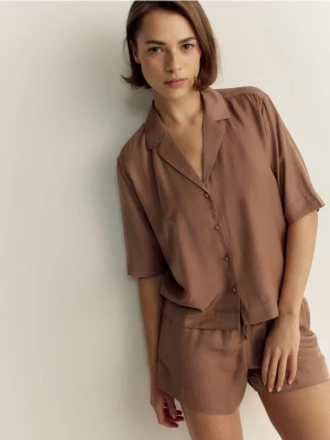 Reserved - Dwuczęściowa piżama z wiskozą - brązowy