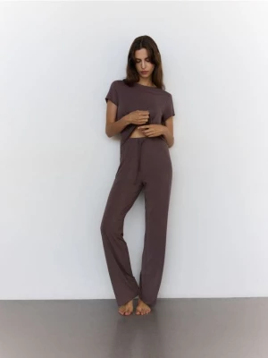 Reserved - Dwuczęściowa piżama z wiskozą - brązowy