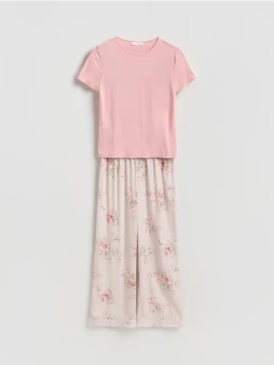 Reserved - Dwuczęściowa piżama z wiskozą - brązowy