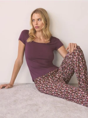 Reserved - Dwuczęściowa piżama z wiskozą - ciemnofioletowy