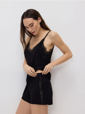 Reserved - Dwuczęściowa piżama z wiskozą - czarny