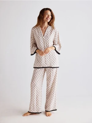 Reserved - Dwuczęściowa piżama z wiskozy - beżowy