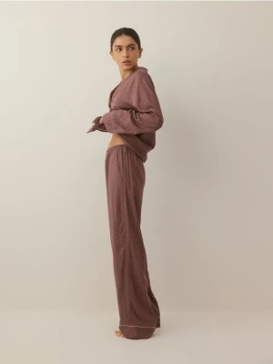 Reserved - Dwuczęściowa piżama z wiskozy - ciemnobrązowy