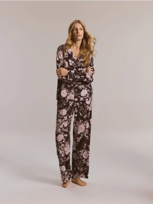 Reserved - Dwuczęściowa piżama z wiskozy - ciemnofioletowy