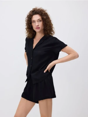 Reserved - Dwuczęściowa piżama z wiskozy - czarny