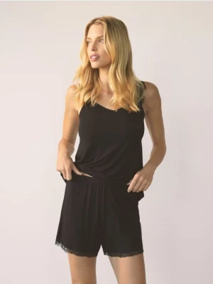 Reserved - Dwuczęściowa piżama z wiskozy - czarny